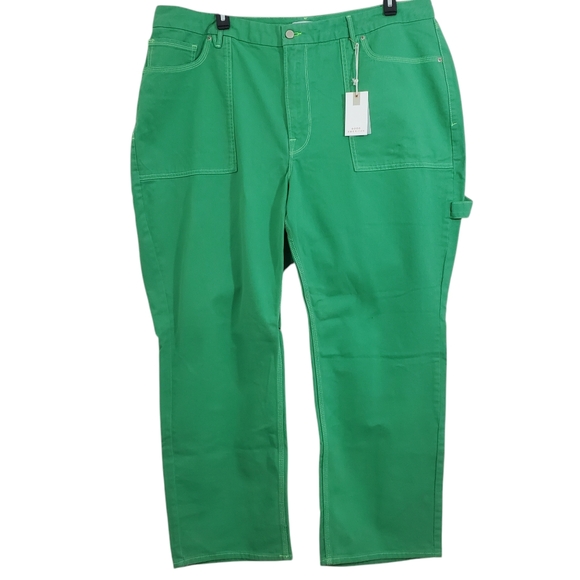 Good American Jeans Good 90s Baggy Carpenter Summer Kelly Green NWT Size 20 - Picture 1 of 12